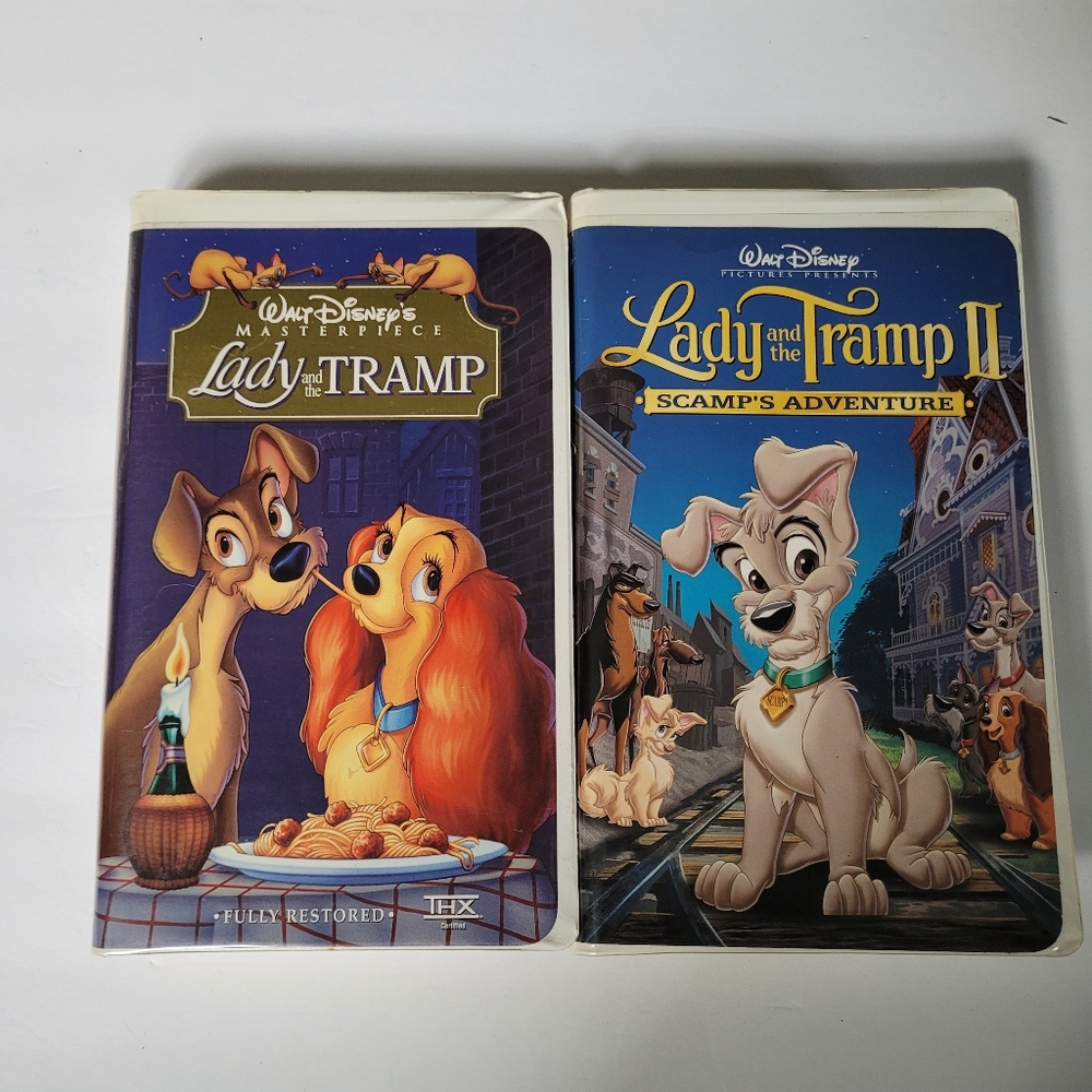 Set of 2 Walt Disney VHS Tapes Lady and the Tramp 1 and 2